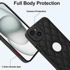 For iPhone 14 Plus Rhombic Leather Back Cover Phone Case(Black) - 3