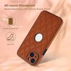 For iPhone 14 Plus Rhombic Leather Back Cover Phone Case(Brown) - 2