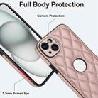 For iPhone 14 Rhombic Leather Back Cover Phone Case(Rose Gold) - 3