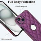 For iPhone 14 Rhombic Leather Back Cover Phone Case(Dark Purple) - 3