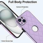 For iPhone 14 Rhombic Leather Back Cover Phone Case(Purple) - 3