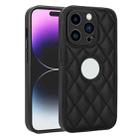 For iPhone 14 Pro Rhombic Leather Back Cover Phone Case(Black) - 1