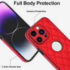 For iPhone 14 Pro Rhombic Leather Back Cover Phone Case(Red) - 3