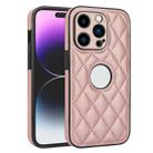 For iPhone 14 Pro Rhombic Leather Back Cover Phone Case(Rose Gold) - 1