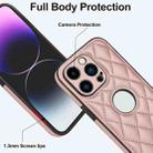 For iPhone 14 Pro Rhombic Leather Back Cover Phone Case(Rose Gold) - 3