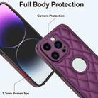 For iPhone 14 Pro Rhombic Leather Back Cover Phone Case(Dark Purple) - 3