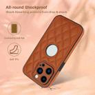 For iPhone 14 Pro Rhombic Leather Back Cover Phone Case(Brown) - 2