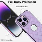 For iPhone 14 Pro Max Rhombic Leather Back Cover Phone Case(Purple) - 3