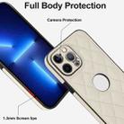 For iPhone 13 Pro Max Rhombic Leather Back Cover Phone Case(White) - 3