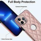 For iPhone 13 Pro Max Rhombic Leather Back Cover Phone Case(Rose Gold) - 3
