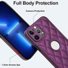 For iPhone 13 Pro Max Rhombic Leather Back Cover Phone Case(Dark Purple) - 3