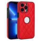 For iPhone 13 Pro Rhombic Leather Back Cover Phone Case(Red) - 1