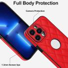 For iPhone 13 Pro Rhombic Leather Back Cover Phone Case(Red) - 3