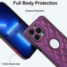 For iPhone 13 Pro Rhombic Leather Back Cover Phone Case(Dark Purple) - 3