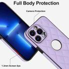 For iPhone 13 Pro Rhombic Leather Back Cover Phone Case(Purple) - 3