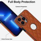 For iPhone 13 Pro Rhombic Leather Back Cover Phone Case(Brown) - 3