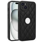 For iPhone 13 Rhombic Leather Back Cover Phone Case(Black) - 1