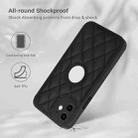 For iPhone 12 Rhombic Leather Back Cover Phone Case(Black) - 2