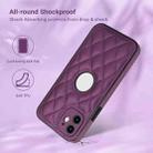 For iPhone 12 Rhombic Leather Back Cover Phone Case(Dark Purple) - 2