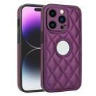 For iPhone 12 Pro Max Rhombic Leather Back Cover Phone Case(Dark Purple) - 1