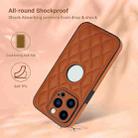 For iPhone 12 Pro Rhombic Leather Back Cover Phone Case(Brown) - 2