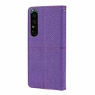 For Sony Xperia 1 VI Woven Texture Stitching Magnetic Leather Phone Case(Purple) - 3