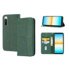 For Sony Xperia 10 VI Woven Texture Stitching Magnetic Leather Phone Case(Green) - 1