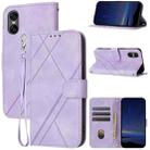 For Sony Xperia 10 VI Embossed Line Leather Phone Case with Lanyard(Purple) - 1