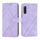 For Sony Xperia 1 VI Embossed Line Leather Phone Case with Lanyard(Purple) - 1