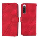 For Sony Xperia 1 VI Embossed Line Leather Phone Case with Lanyard(Red) - 1
