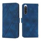 For Sony Xperia 1 VI Embossed Line Leather Phone Case with Lanyard(Blue) - 1