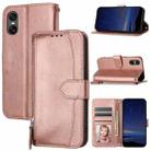 For Sony Xperia 10 VI Oil Skin Zipper Wallet Leather Phone Case(Rose Gold) - 1