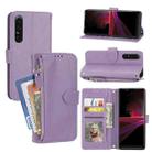 For Sony Xperia 1 VI Oil Skin Zipper Wallet Leather Phone Case(Purple) - 1