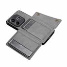 For Redmi Note 14 5G Double Buckle Card Slots Magnetic Phone Case(Grey) - 3