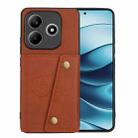 For Redmi Note 14 5G Double Buckle Card Slots Magnetic Phone Case(Brown) - 1