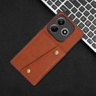 For Redmi Note 14 5G Double Buckle Card Slots Magnetic Phone Case(Brown) - 2