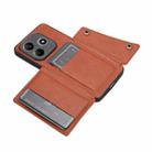 For Redmi Note 14 5G Double Buckle Card Slots Magnetic Phone Case(Brown) - 3