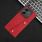 For Redmi Note 14 5G Double Buckle Card Slots Magnetic Phone Case(Red) - 2