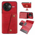 For Redmi K80 Pro Double Buckle Card Slots Magnetic Phone Case(Red) - 1