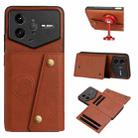 For Redmi K80 Pro Champion Edition Double Buckle Card Slots Magnetic Phone Case(Brown) - 1