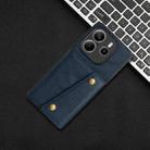 For Redmi Note 14 4G 163.25mm Double Buckle Card Slots Magnetic Phone Case(Blue) - 2