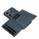 For Redmi Note 14 4G 163.25mm Double Buckle Card Slots Magnetic Phone Case(Blue) - 3