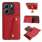For Redmi Note 14 4G 163.25mm Double Buckle Card Slots Magnetic Phone Case(Red) - 1