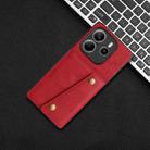 For Redmi Note 14 4G 163.25mm Double Buckle Card Slots Magnetic Phone Case(Red) - 2