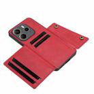 For Redmi Note 14 4G 163.25mm Double Buckle Card Slots Magnetic Phone Case(Red) - 3