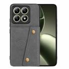 For Xiaomi 14T 5G Double Buckle Card Slots Magnetic Phone Case(Grey) - 1