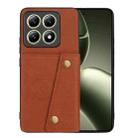 For Xiaomi 14T 5G Double Buckle Card Slots Magnetic Phone Case(Brown) - 1