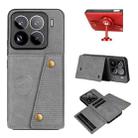 For Xiaomi 15 Pro Double Buckle Card Slots Magnetic Phone Case(Grey) - 1