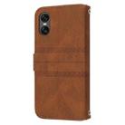 For Sony Xperia 10 VI Embossed Stripes Skin Feel Leather Phone Case(Brown) - 3