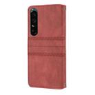 For Sony Xperia 1 VI Embossed Stripes Skin Feel Leather Phone Case(Red) - 3